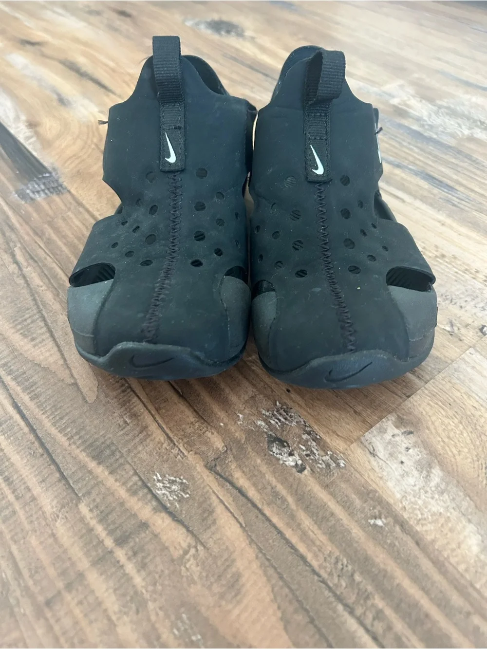 Nike Black Perforated Slip-On Sport Sandals